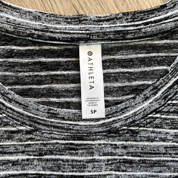 Athleta Breezy Striped Tank Top, black and white, size small petite. - Picture 2 of 4